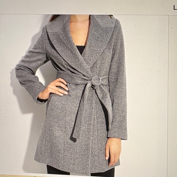 Calvin Klein Wool Blend Shawl Collar Wrap Coat 10 - Picture 1 of 11